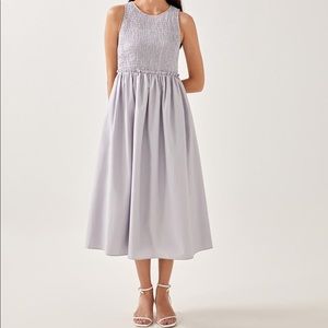 XS smocked lavender midi dress